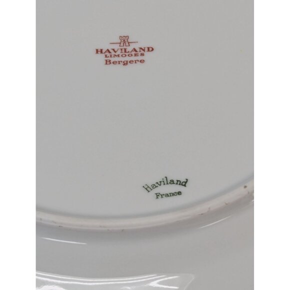 Haviland Limoges Bergere Set 2 Dinner Plates Vintage Blue Flowers France - Picture 9 of 9